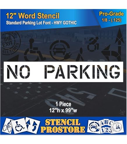 Amazon.com: NO Parking Stencil | 12 inch Letters | 60 mil Standard